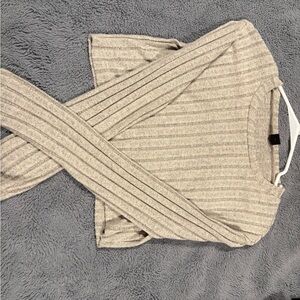 SHEIN Beige Striped Crew Neck Sweater